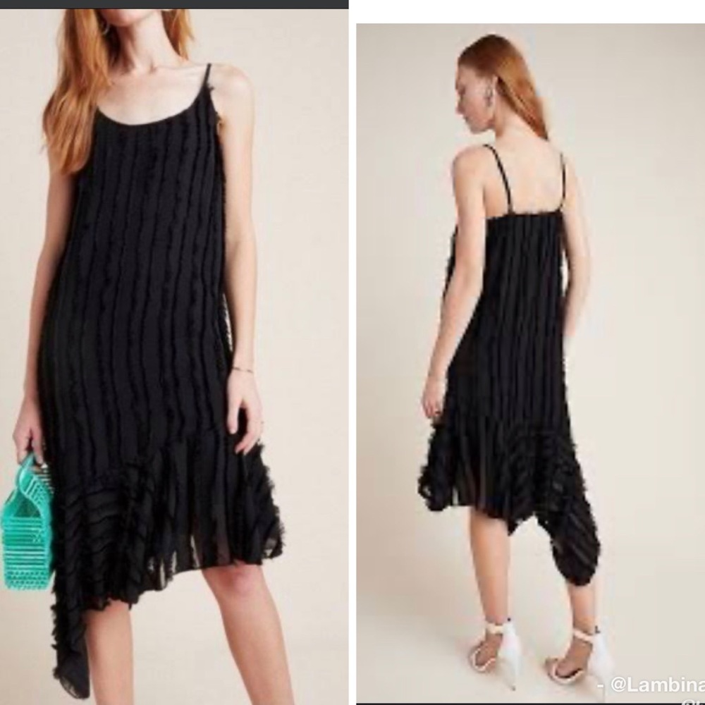 ERI + ALI black ANTHROPOLOGIE Womens Asymmetric Midi Dress